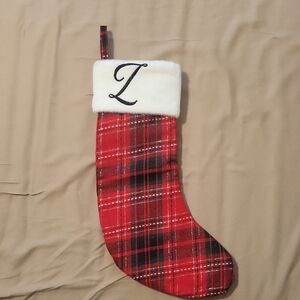 Red Plaid Holiday Stocking with Monogram